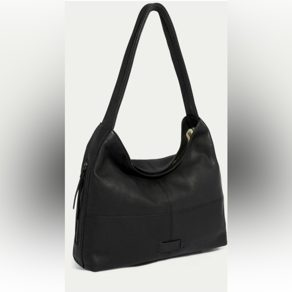 Classic Black Leather Hobo Bag with Structured Design